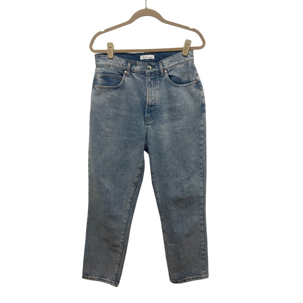 Betro Simone Light Wash High Waist Button Fly Barrel Crop Mom Denim Jeans 29